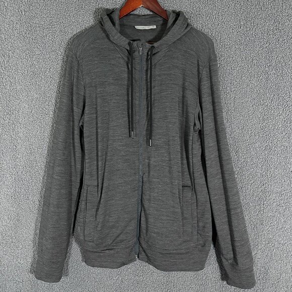 Icebreaker Merino Wool Blend Full Zip Hoodie Sweatshirt - Men's Size M - Gray - Picture 1 of 10